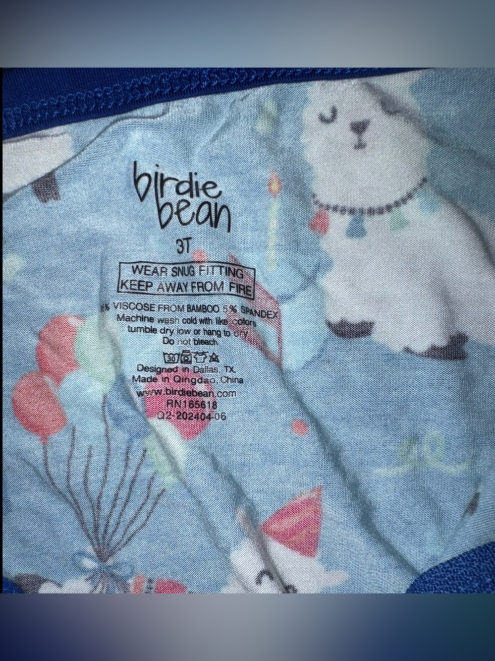 Birdie Bean Birthday Llama Party Convertible Footie Bamboo 3T - Picture 6 of 12